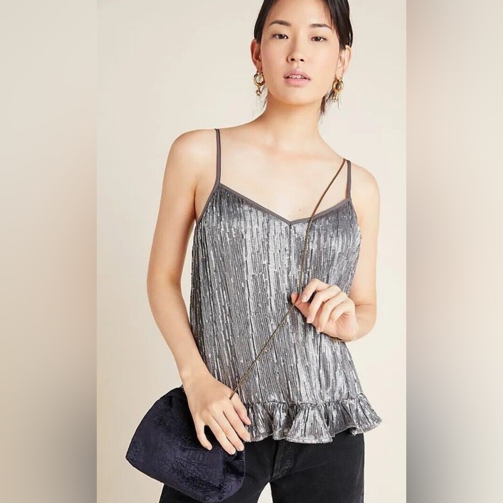 NWT Anthropologie Sequin Peplum Tank